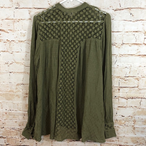 Free People The Best Blouse green crochet button - Picture 6 of 7